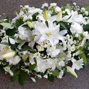 White Lily &amp; Rose Casket Spray