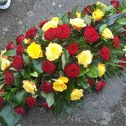 Red and Yellow Rose Casket Spray