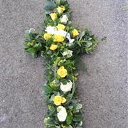 Cross Tribute with Lemon Roses