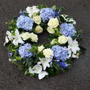 Blue And White Loose Wreath
