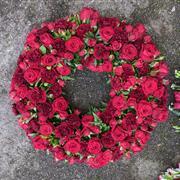 Red Naomi Roses And Carnations Wreath