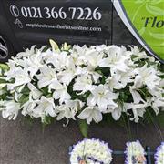 White Oriental Lilies Casket Spray