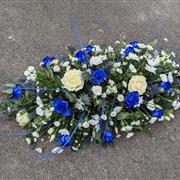 Blue and White Casket Spray