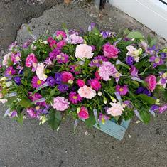 Pink And Purple Casket Spray